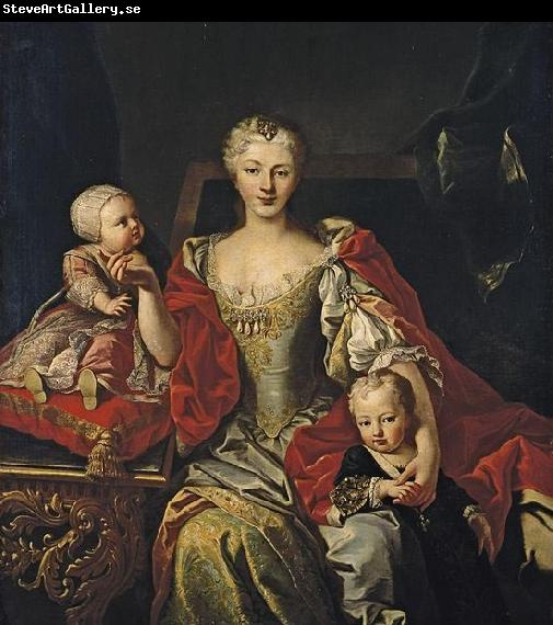 Martin van Meytens Portrait of Polyxena Christina of Hesse-Rotenburg with her two oldest children, the future Victor Amadeus III and Princess Eleonora